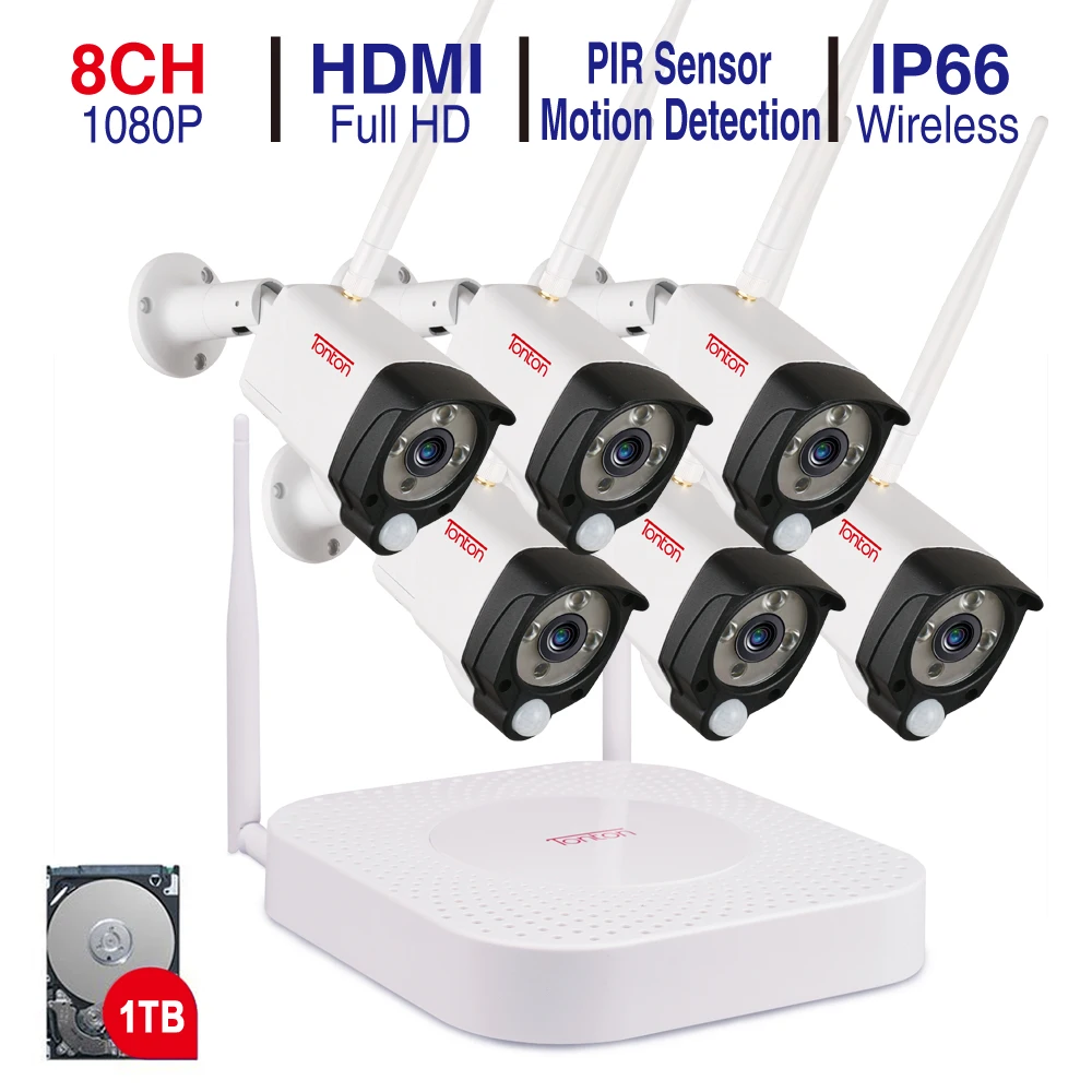 Tonton 8CH 1080P nagrywanie dźwięku 1TB HDD bezpieczeństwo bezprzewodowe zestawy CCTV NVR 2MP wodoodporne kamery WIFI System monitoringu wizyjnego Tonton 8CH 1080P nagrywanie dźwięku 1TB HDD bezpieczeństwo bezprzewodowe zestawy CCTV NVR 2MP wodoodporne kamery WIFI System monitoringu wizyjnego