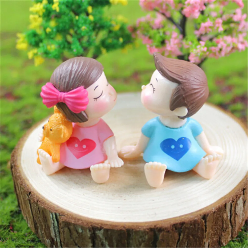 1Pair Fairy Home Decor Models Propose Lover Figurines Wedding Doll Miniatures Garden Home Decoration DIY Accessories Couple