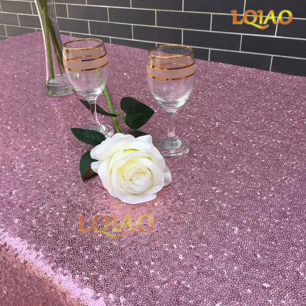 Pink Gold Sequin Tablecloth-008