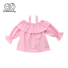 

2018 Summer Cute Pink Newborn Baby Girl Solid Bandage Straps T-shirt Off Shoulder Sleeveless Tops Clothes Comfortable Soft