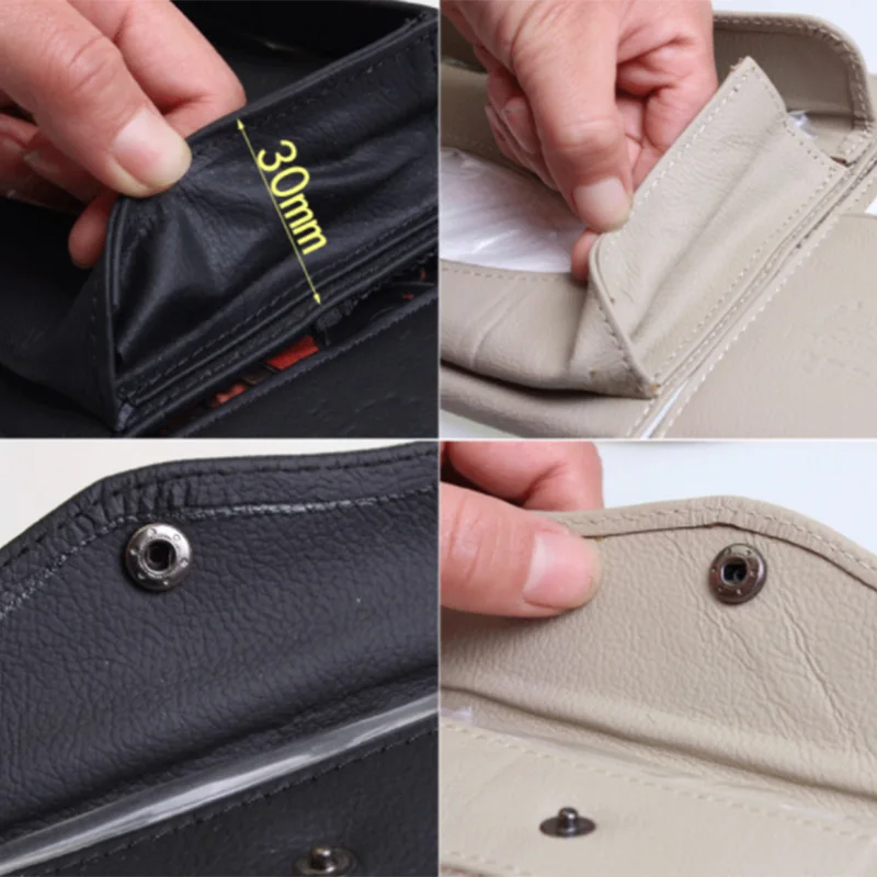 prativerdi New 3 in 1 Leather CD Case Car DVD Sun Visor Box With Tissue Travel Organizer For Glasses Business Card Storage Bag10