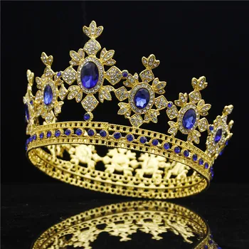 Luxury Royal Queen King Wedding Crown Bride tiaras and Crowns Hair Jewelry Zircon Crystal Diadem Prom Head accessories Pageant