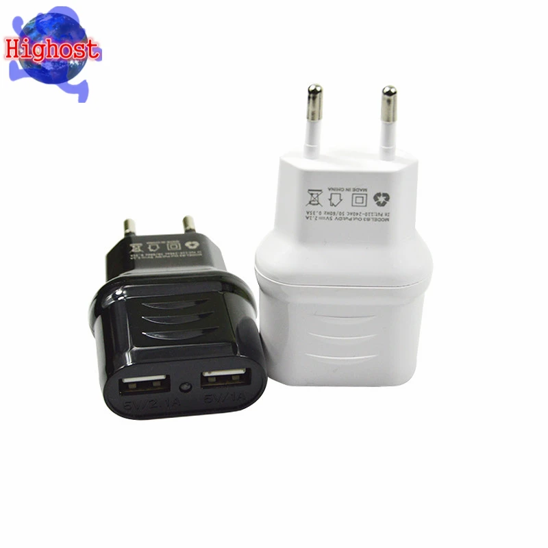 2.1A 2 Port EU Wall Charger with MICRO 5 pin USB Cable