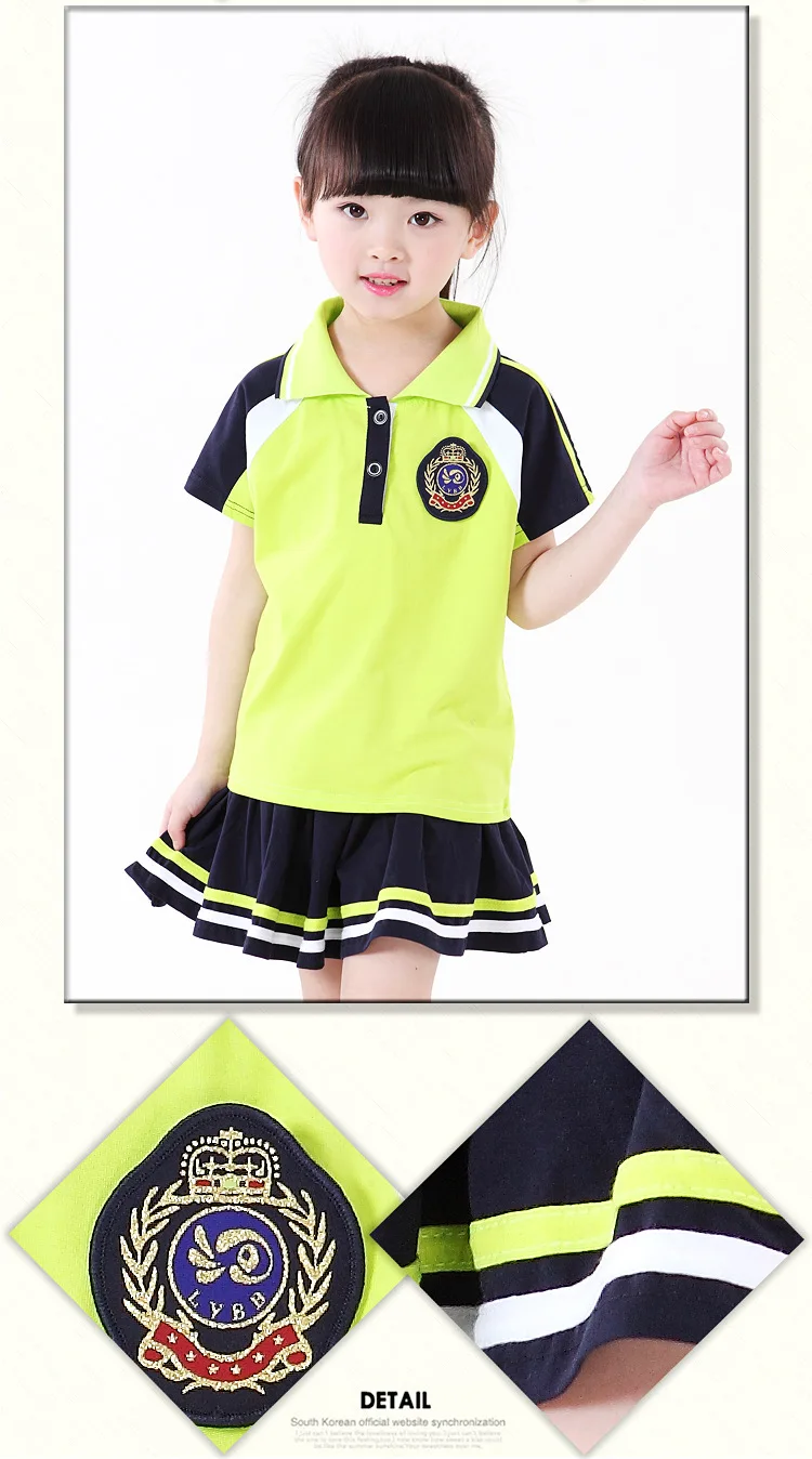 Летняя одежда для детского сада; комплект одежды с короткими рукавами для учеников начальной школы; школьная форма для маленьких мальчиков и девочек