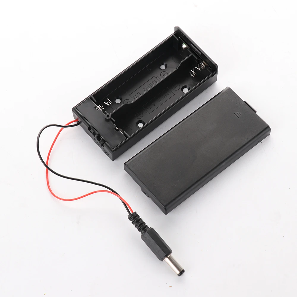 

2 Slots DIY Battery Storage Box with DC Plug ON/Off Switch 18650 Battery Case Holder