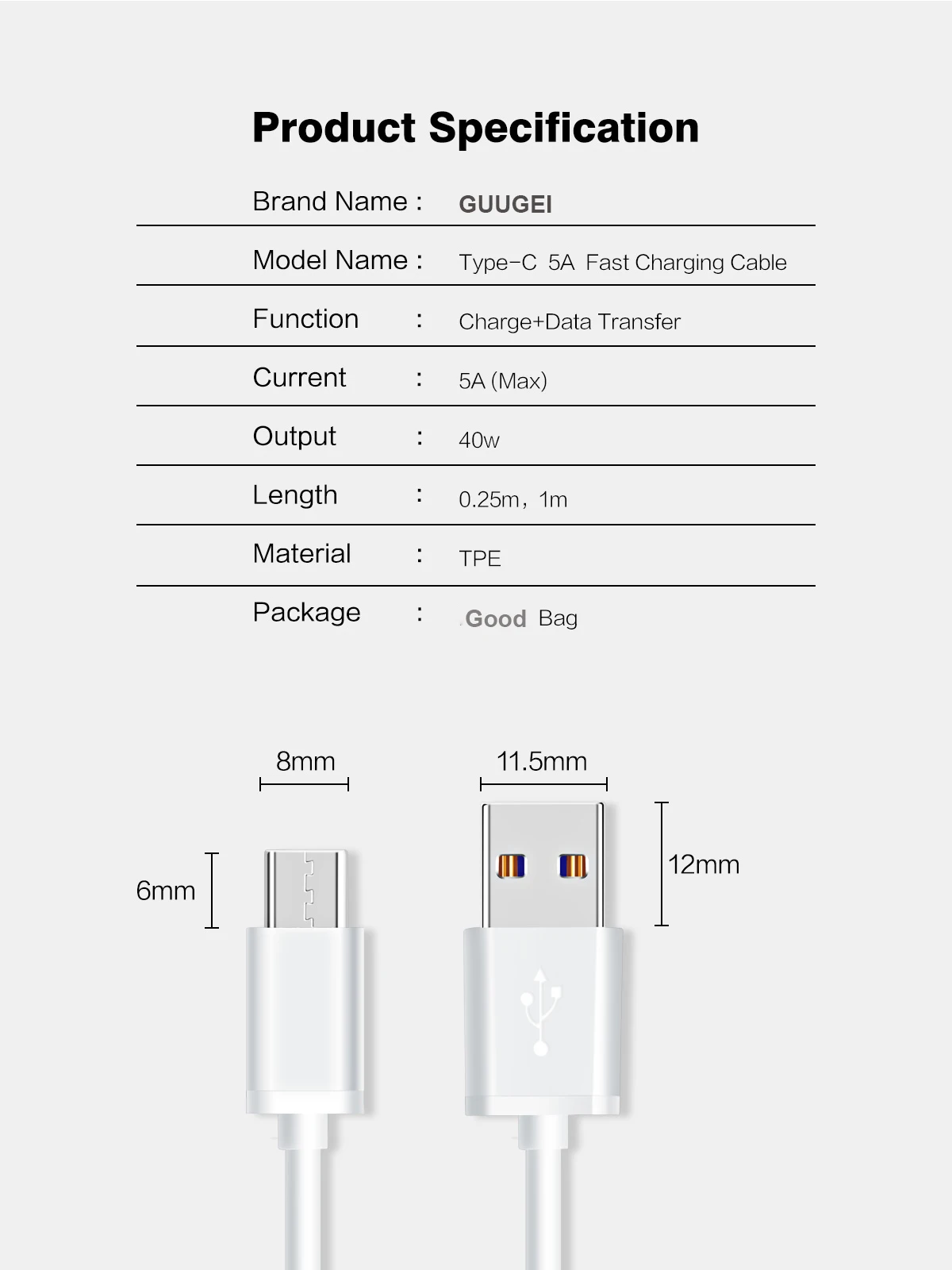 GUUGEI 5A кабель для быстрой зарядки type C USB кабель Android супер быстрое зарядное устройство type-C устройства USB-C шнур для передачи данных Supercharge Универсальный