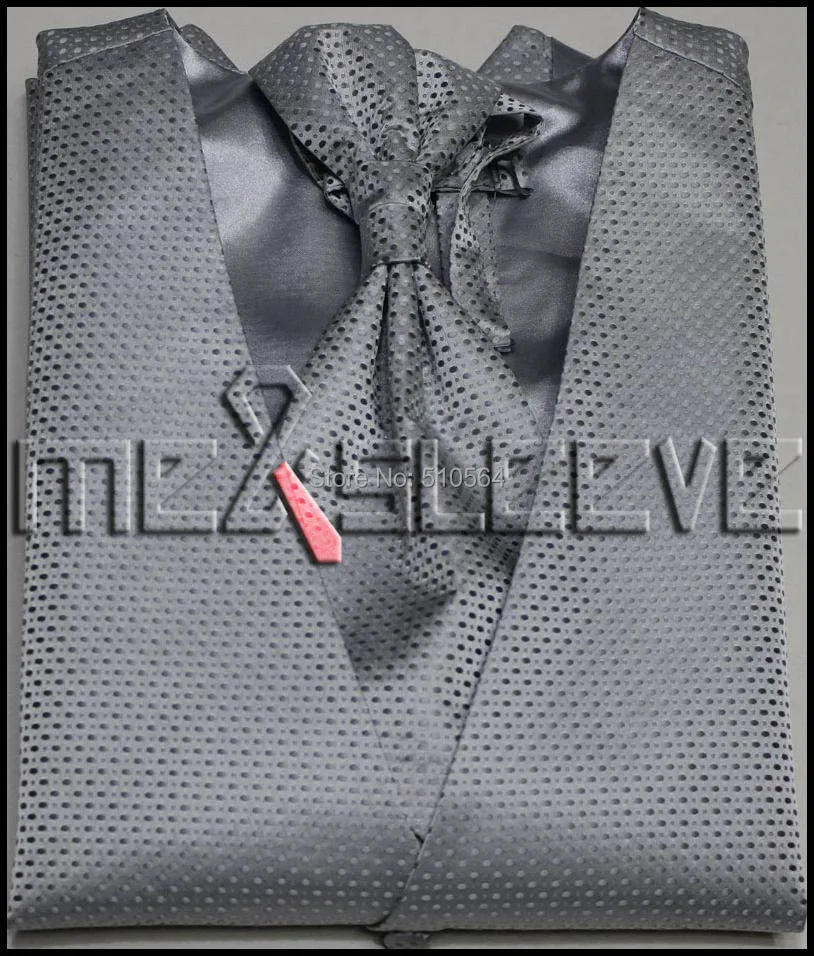 Однобортное Для мужчин жилет Silver Point шаблон жилет(жилет+ галстук-бабочка++ платок запонки