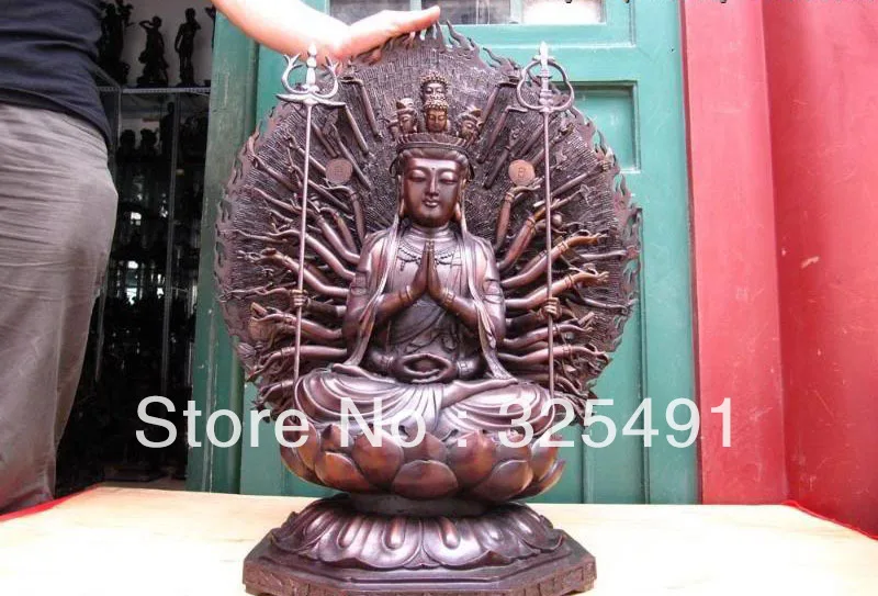 

25"Large Tibet Pure Bronze 1000 Hands Arm Avalokitesvara Kwan-Yin Buddha Statue z