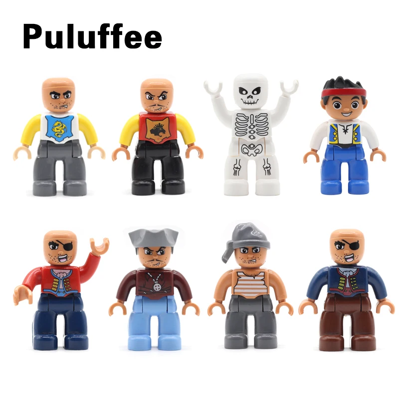 

Doll Model Adventure Pirate Figure Set Bricks Big Particles Building Blocks Accessory Compatible With Duplo DIY Kids Toys Gift