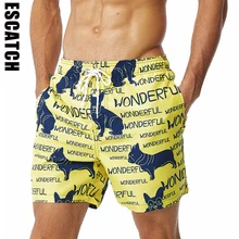 Escatch, мужские пляжные шорты, полиэстер, для серфинга, одежда для плавания, мужские пляжные шорты с подкладкой, высокое качество, с принтом, плавки