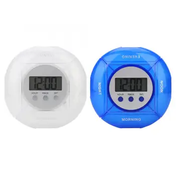 

4 Grids Daily Medicine Tablet Container Pills Storage Box Organizer Case with Timer Medicine Storage Box