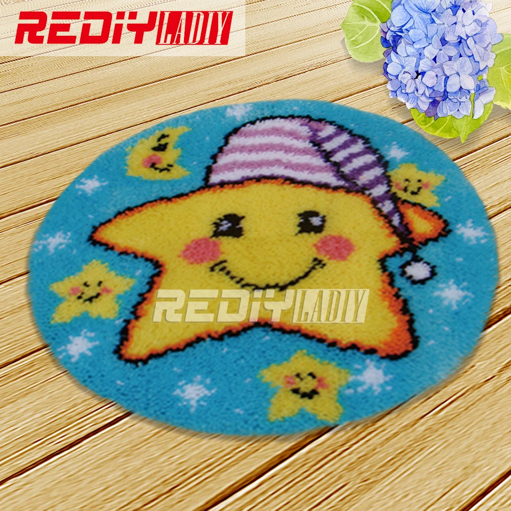 

DIY Carpet Rug Star in Hat Latch Hook Rug Kits Crocheting Tapestry Sofa Decor Cushion Set for Embroidery Unfinished Floor Mat