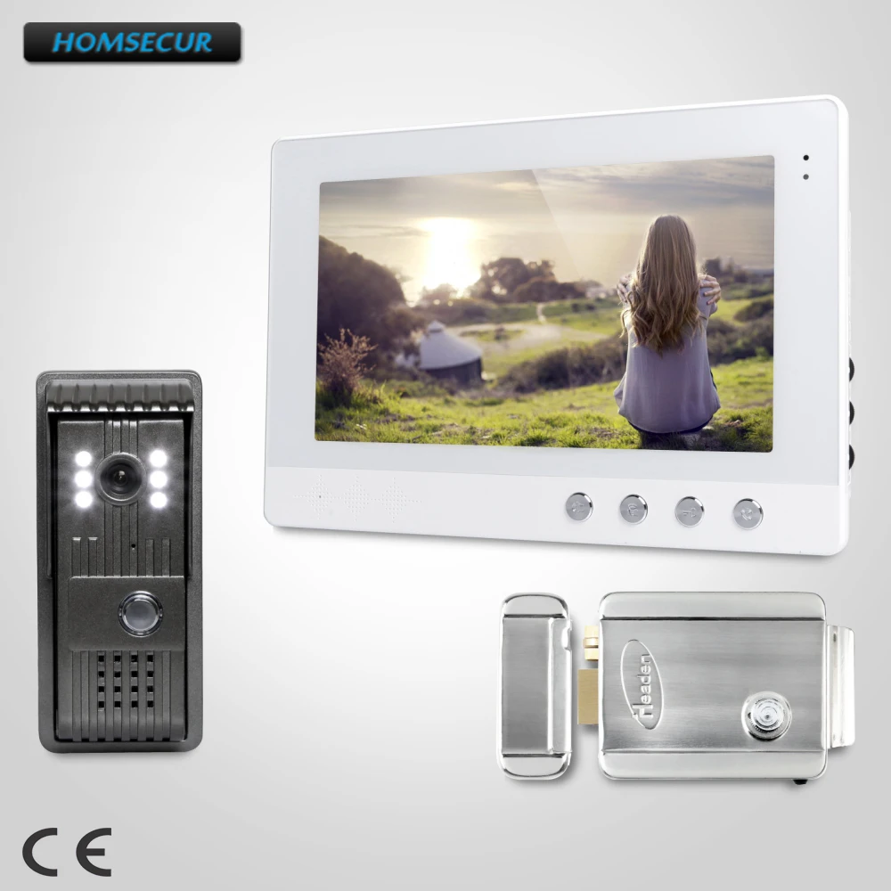 

HOMSECUR 10.1inch Video Door Entry Security Intercom Electric Lock with Keys Included : XC003+XM101-W