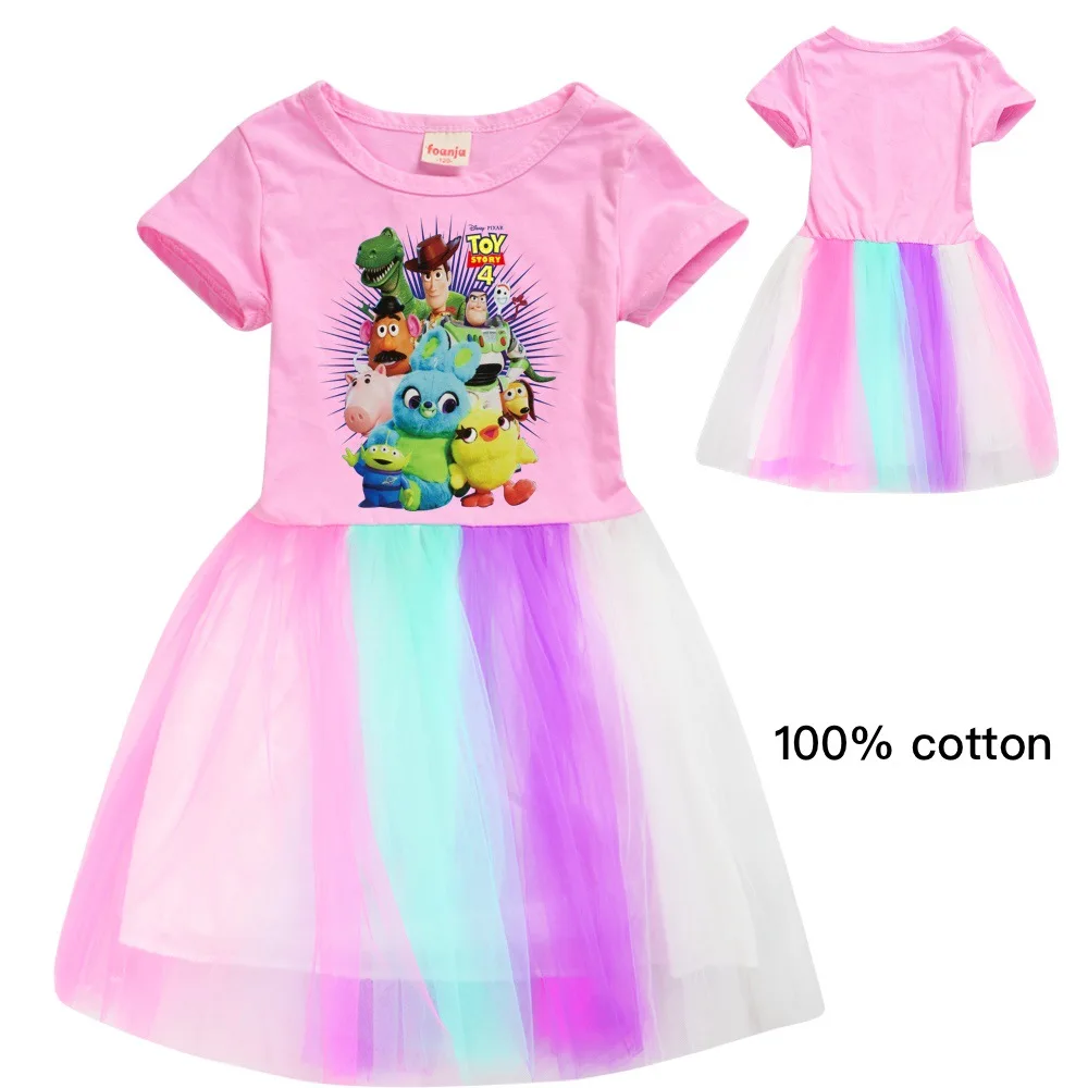 Toy story/4 платья для девочек с принтом праздничный костюм летняя одежда для детей 3-12 лет