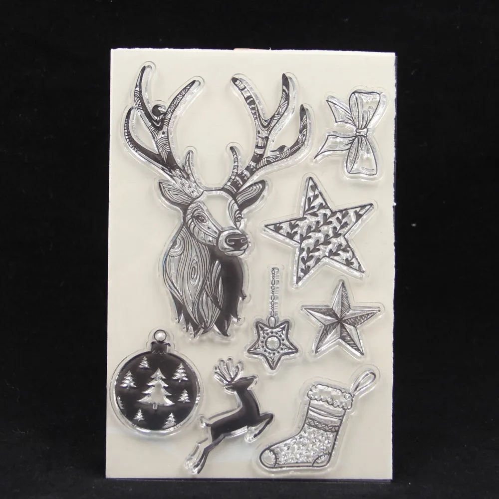

ZFPARTY Christmas Deer Transparent Clear Silicone Stamp/Seal for DIY scrapbooking/photo album Decorative card making