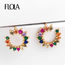 Серьги «Радуга» с цирконием, серьги-гвоздики для женщин, серьги из циркония Cubia, цветные женские трендовые ювелирные изделия ersq04