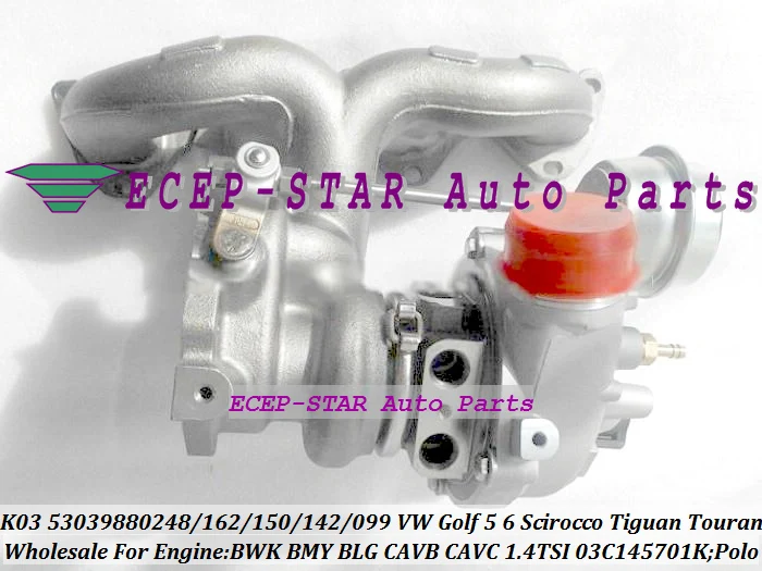 With K03 53039880248 53039880162 Turbocharger turbo For VW Golf Golf Polo Scirocco Tiguan Touran 1.4L TSI BWK BLG CAVB 170HP  (2)