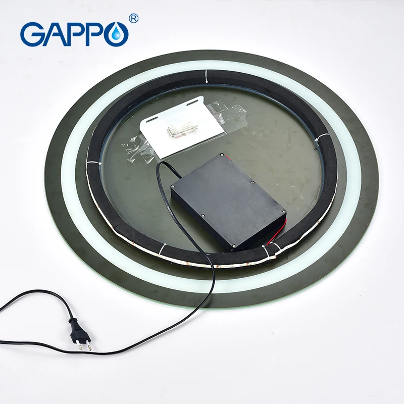 Gappo حمام مرايا الحائط Led جولة مرآة لمستحضرات التجميل مربع Led مرآة ماكياج الحمام اللمس التبديل ضوء قابل للتعديل