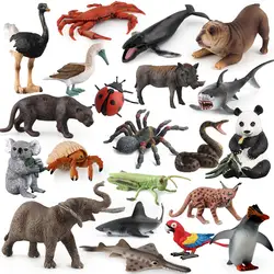 Zoo Grassland модель животного Морская жизнь Монстр слон паук панда Жук змея отмель Краб кальмар игрушки коллекция украсить подарок