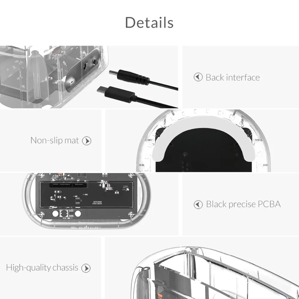 Чехол ORICO 2,5 3,5 ''SATA для USB 3,1 HDD 10 Гбит/с Gen2 поддержка UASP type-C HDD Чехол прозрачный SSD жесткий диск корпус 12 ТБ Max