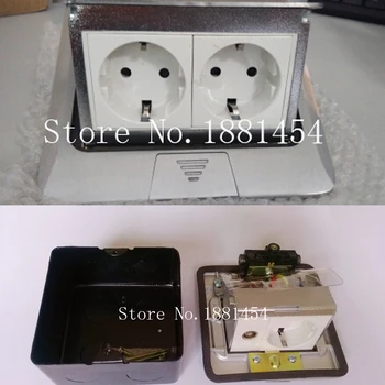 

New And high quality 2*EU power table socket / floor socket/pop up socket,can hide, silver /golden 10 pcs /set