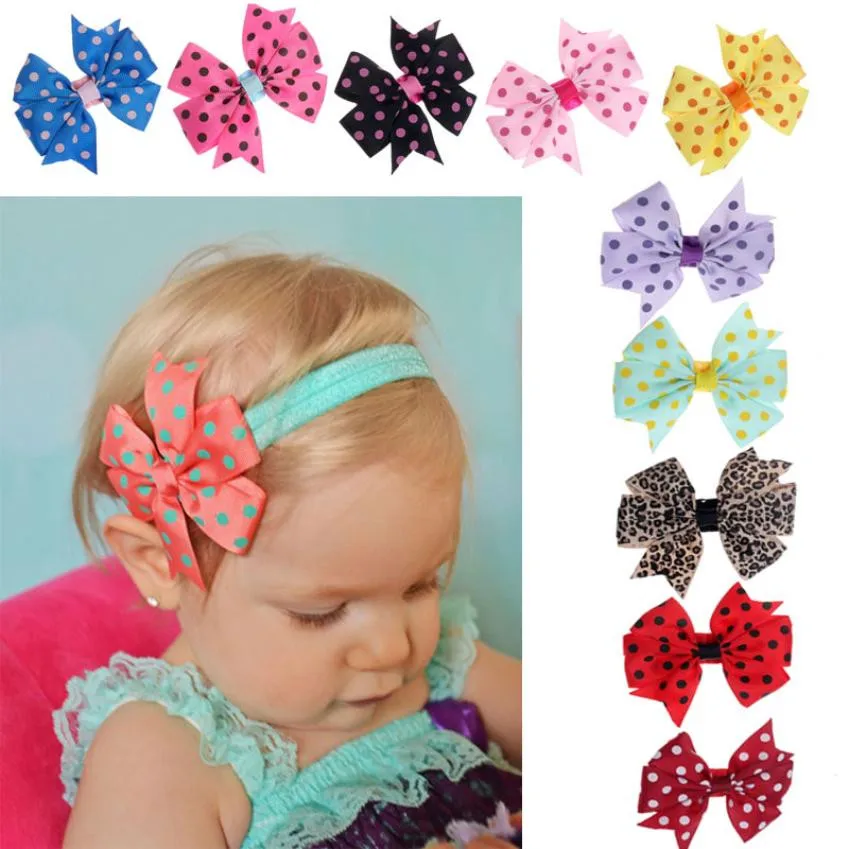 

for hair for children Headwear 10PC baby Hair Headband Hairband Elastic Wave Point Bowknot Photography children summer GJUNO14
