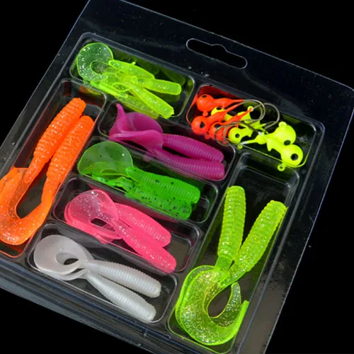 Soft Worm Lure Carp Fishing Lure Set Lead Head Jig Hooks Simulation Suite Soft Fishing Baits Set Tackle Pesca