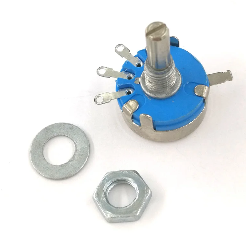 100pcs wh5-1A 3-Terminals 4mm Round Shaft Rotary Taper Carbon Potentiometer 470 1K 1.5K 4.7K 10K 22K 47K 100K 220K 470K 1M ohm