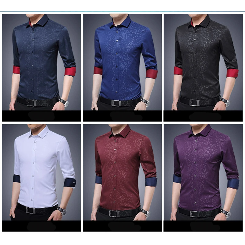 BROWON новейшая Мужская рубашка размера плюс с длинным рукавом, не железная Мужская рубашка с цветком, мужская рубашка для бизнеса, импортируется из Китая