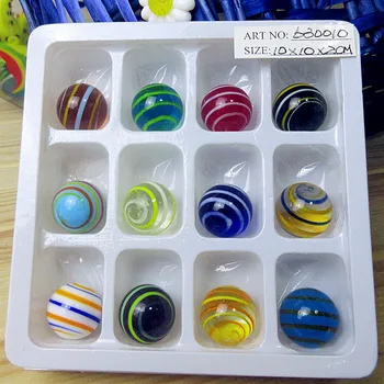 

12pcs Custom hand made Murano stripe Glass Marble Ball Figurine aquarium decoration crafts accessories perfect gift for children