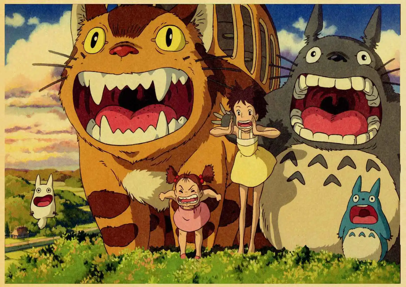 Хаяо Миядзаки мультфильм фильм Tonari no Totoro ретро постер ВИНТАЖНЫЙ ПЛАКАТ настенный Декор для дома Бар Кафе для детской комнаты - Цвет: W042