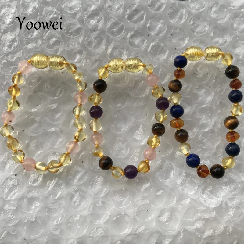 Yoowei детский янтарный браслет для прорезывания зубов/ожерелье из натурального лазурита тигровый глаз, драгоценный камень, подарок для женщин, ювелирное изделие из приморского янтаря