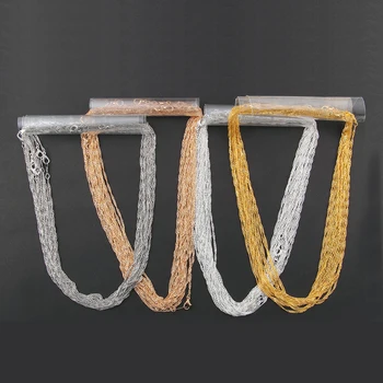 

10pcs Korea Style Small Thin Classic 4 Colors Lobster Clasp Cable 43cm Link Chain Adjustable For Pendant Necklaces