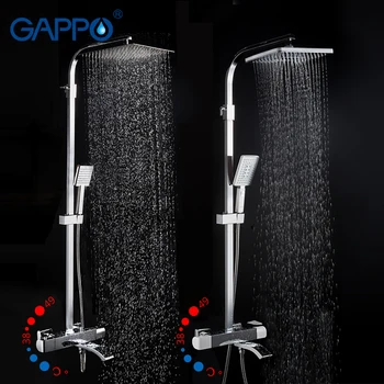 GAPPO shower Faucets thermostatic mixer bathroom shower faucet bath tub mixer wall mounted rainfall shower set mixer taps kemaidi brass rainfall waterfall shower head rain wall mounted bathtua shower faucets set shower system chrome mixer taps