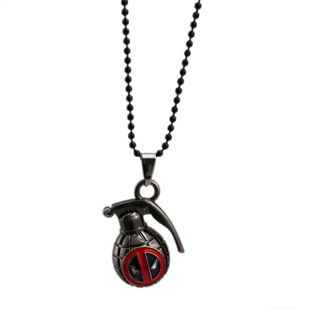 

HSIC Superhero Deadpool Necklace 3D Bomb Toys Pendant Necklace For Fans Women Men Black Rope Chains Colar HC13059