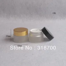 20x15 г многоразового использования, пустые стеклянные банки для крема с золотыми черными крышками белый пэд. 1/2oz Стекло Make Up баночки для крема