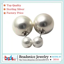 Beadsnice ID28544 hot sale real 925 silver double faced earrings for women new style shell beads stud earrings wholesale