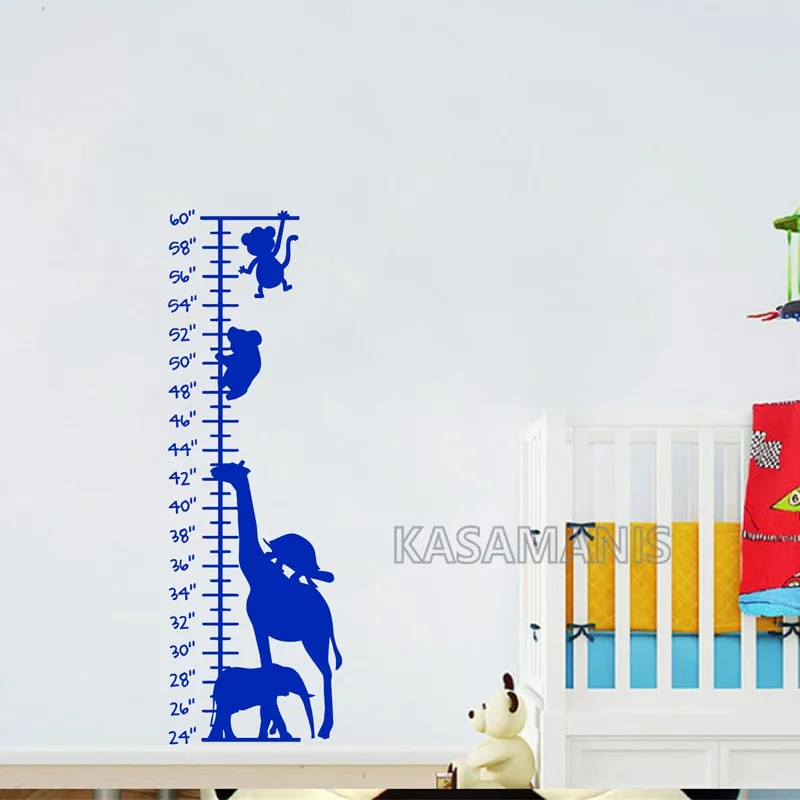 Peel and Stick Safari Growth Chart Art Wall Sticker  Nursery Decor