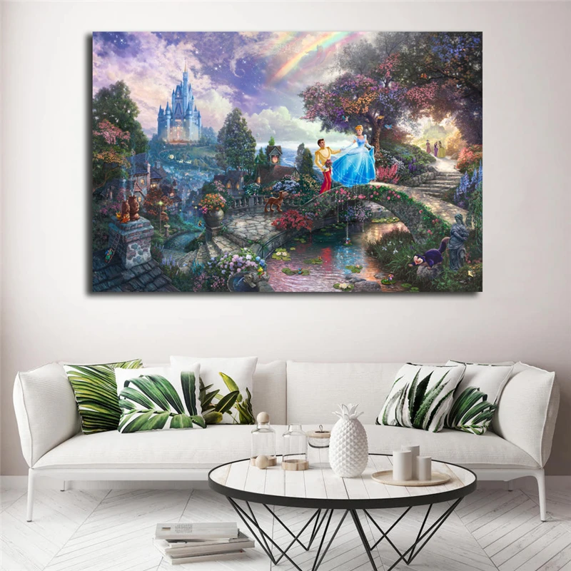 Us 5 7 5 Off Cinderella Wishes Upon A Dream By Thomas Kinkade Canvas Painting Print Bedroom Home Decor Modern Wall Art Oil Painting Poster In