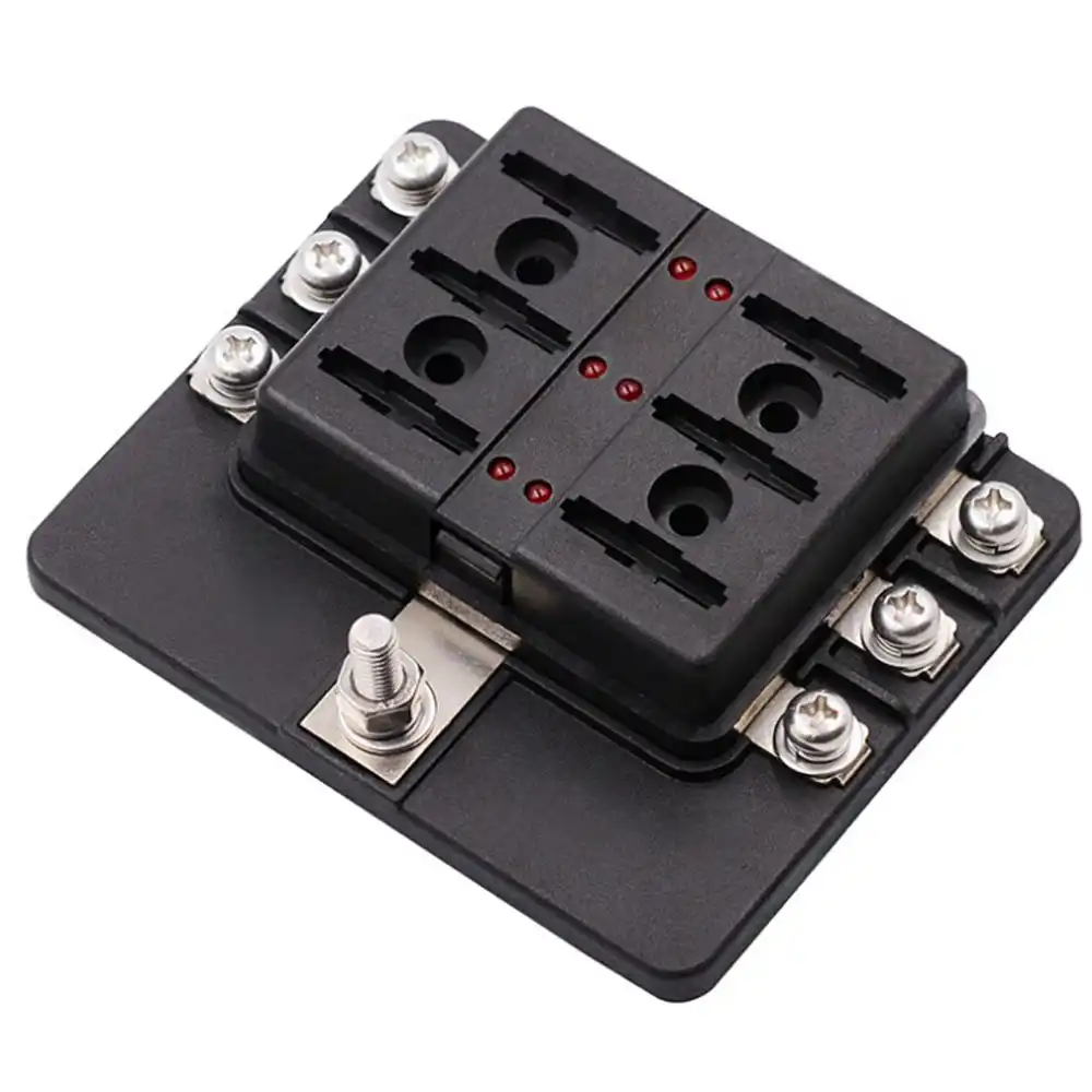 6-way fuse box blade fuse block holder screw nut terminal 5a 10a