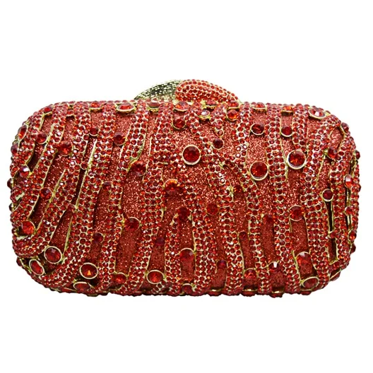 Stylish Red Women Rhinestone Evening Bag Luxury Crystal Studded ...