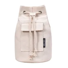 MAIOUMY мода простой Одноцветный холщовый сумка на шнурке цепная полоска ведро цилиндрическая дорожная сумка