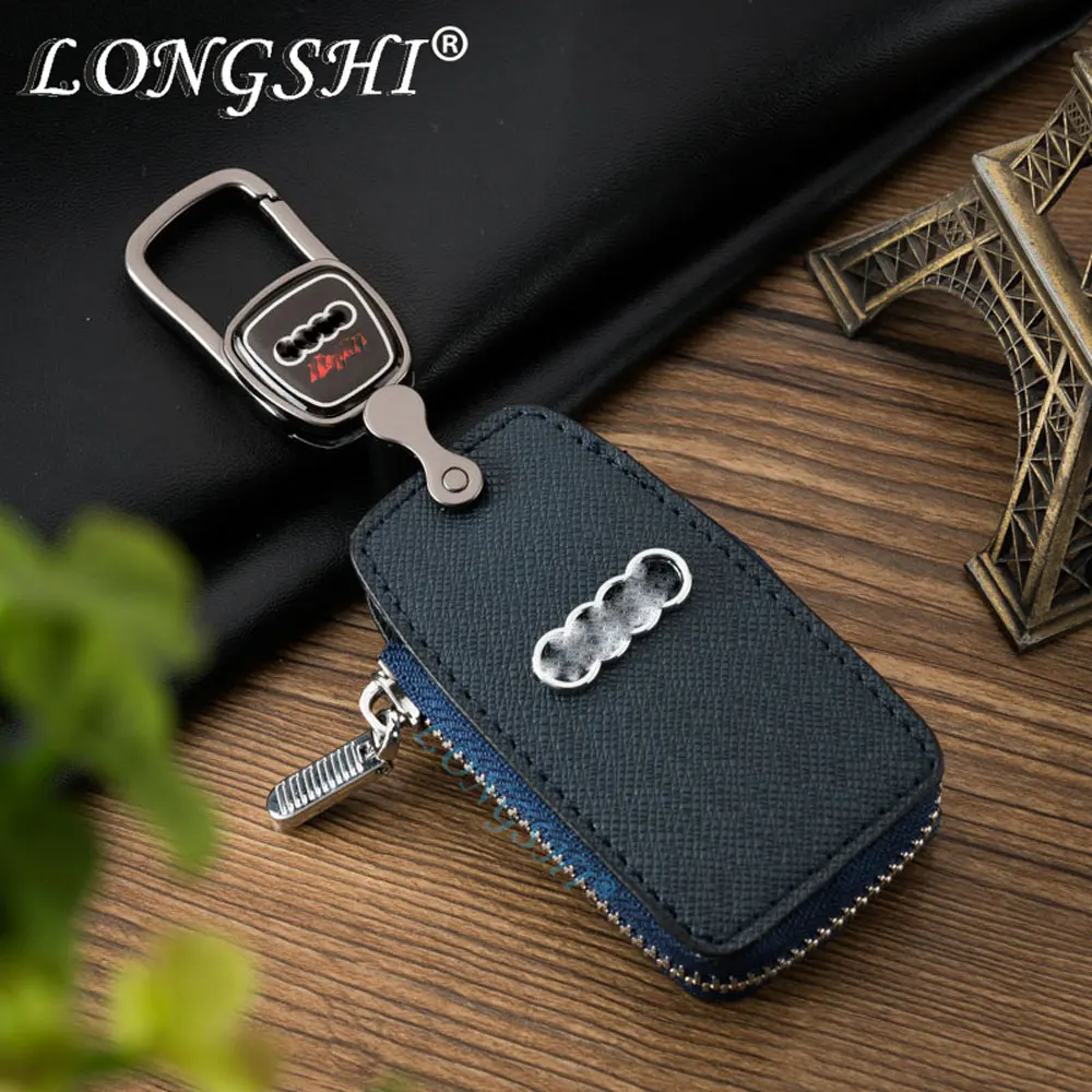 LONGSHI Top 2018 Leather Car Key Case Cover Key Holder Men Women Fashion Key Wallet for Audi A6L A4L A1 A3 A4 A6 A7 A8 Q3 Q5 Q7 цена LONGSHI Top 2018 Leather Car Key Case Cover Key Holder Men Women Fashion Key Wallet for Audi A6L A4L A1 A3 A4 A6 A7 A8 Q3 Q5 Q7 цены онлайн