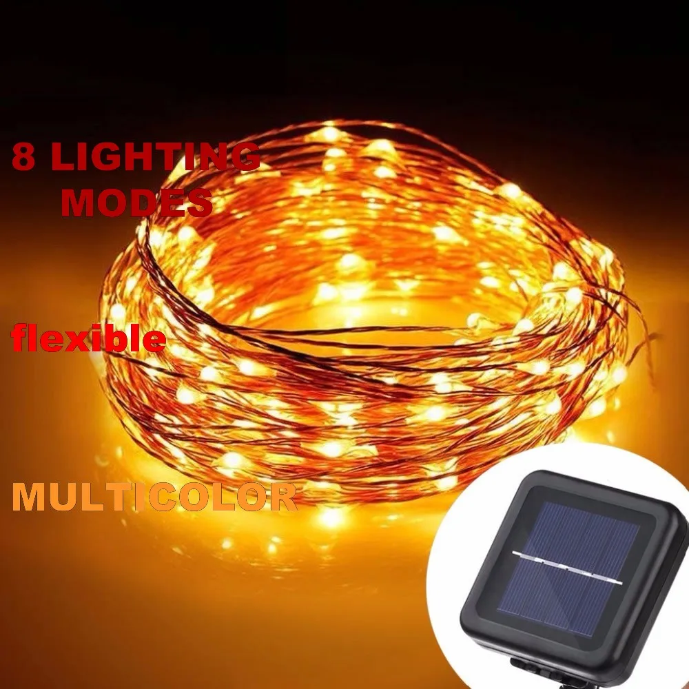 

8 modes multicolor Solar Powered String Lights 50LED 100 led 200 led lamp Wire Outdoor Fairy Light for Christmas Garden Holiday