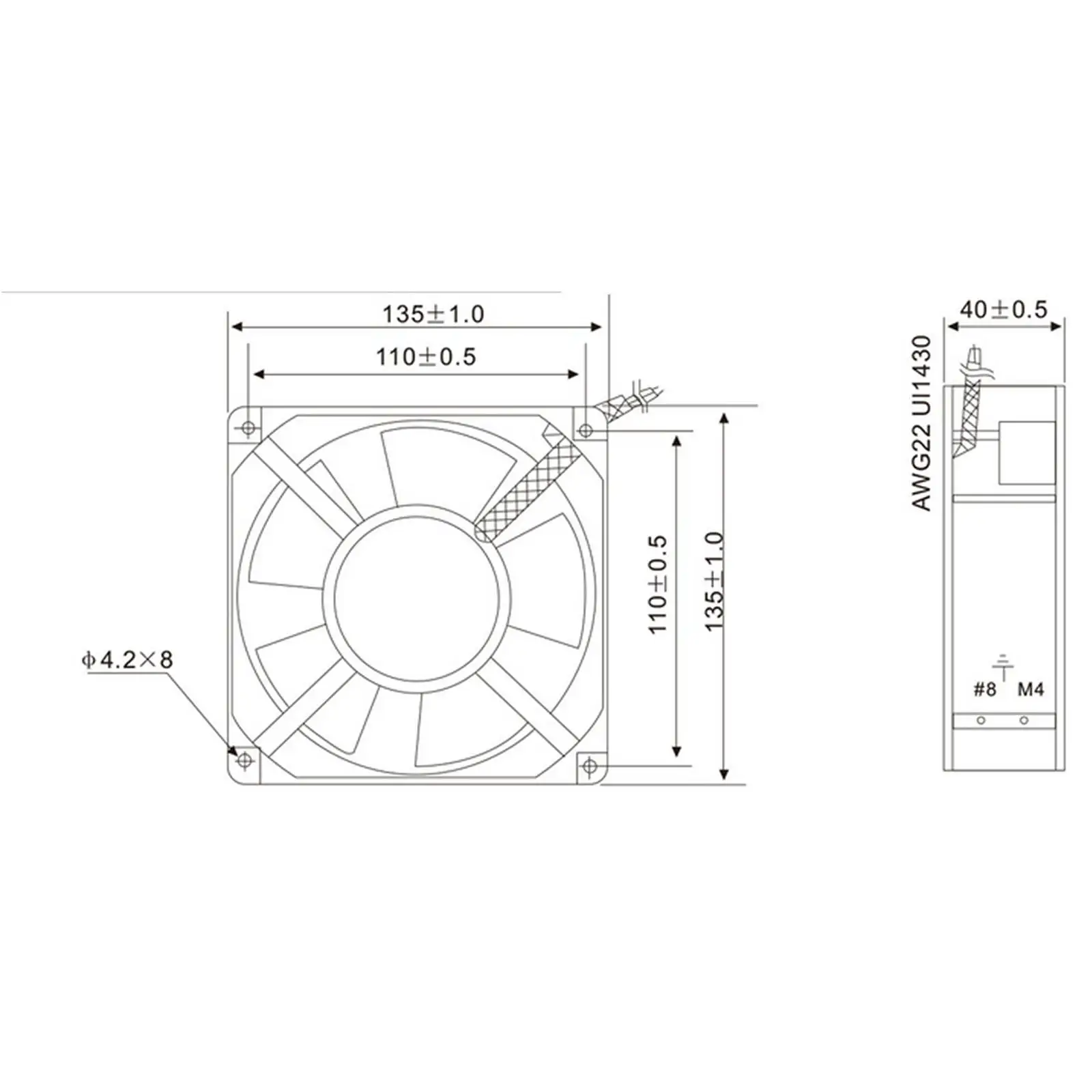 220V AC 135x135x38mm Axial Radiator Fan 92CFM 2350RPM Ball Bearing Middle Speed