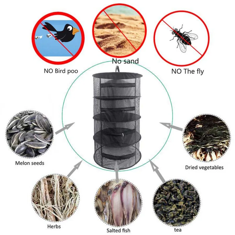 Подвесная сушильная сетка для трав с застежками-молниями, 4 слоя, сушилка для трав, сетчатый лоток, сушилка для трав, цветы с бутонами, сетка для сушки
