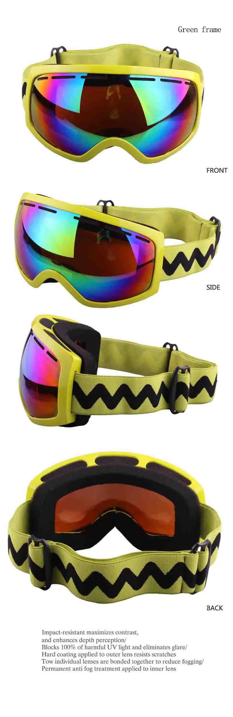 Uv400 proteção óculos de esqui esportes ao