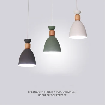 

Nordic Macaron log restaurants chandeliers simple bar lamps clothing barber shop dining decorating lamps LED