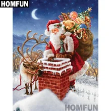 HOMFUN 5D DIY יהלומי רקמה מלא תצוגה "חג המולד סנטה קלאוס" יהלומי ציור מרובע/עגול Rhinestones דקור אמנות a00833(China)