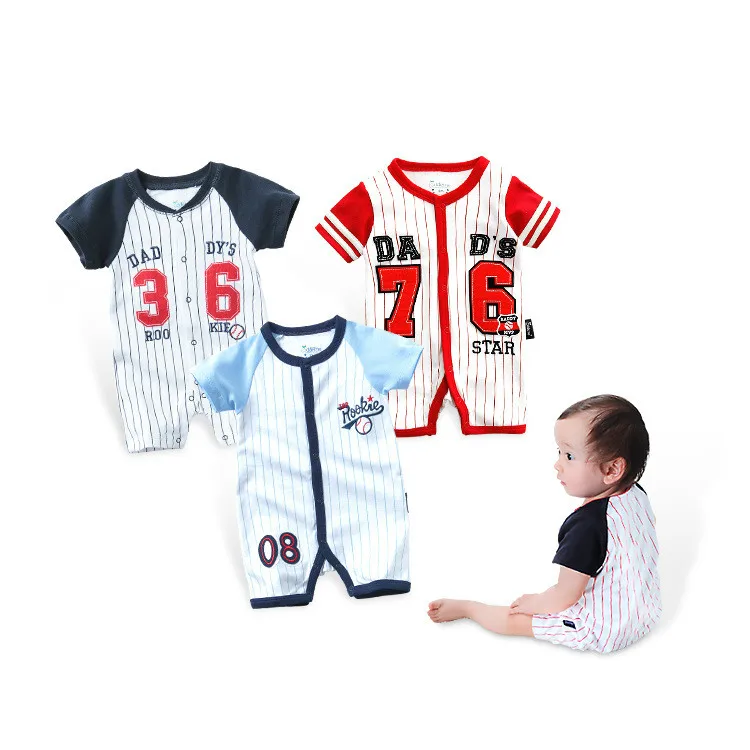 

Summer Baby Clothes Boys Rompers Newborn Children Clothes Ropa Bebe Jumpsuit Cotton Sports Baseball Rompers Outfits Baby Clothes